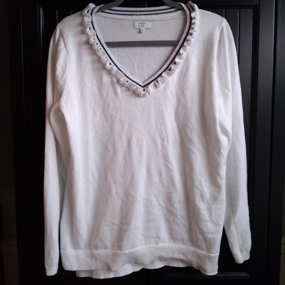 crown & ivy Sweaters - Crown and Ivy White V Neck Sweater